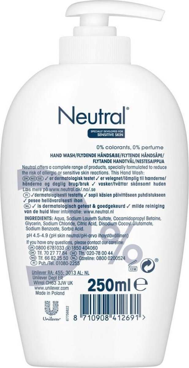 Neutral Handzeep Parfumvrij Bestekoop 250ml