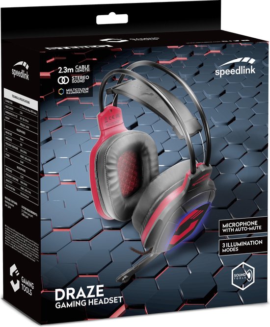 Speedlink Draze Gaming Headset -/Rood - PC - Zwart