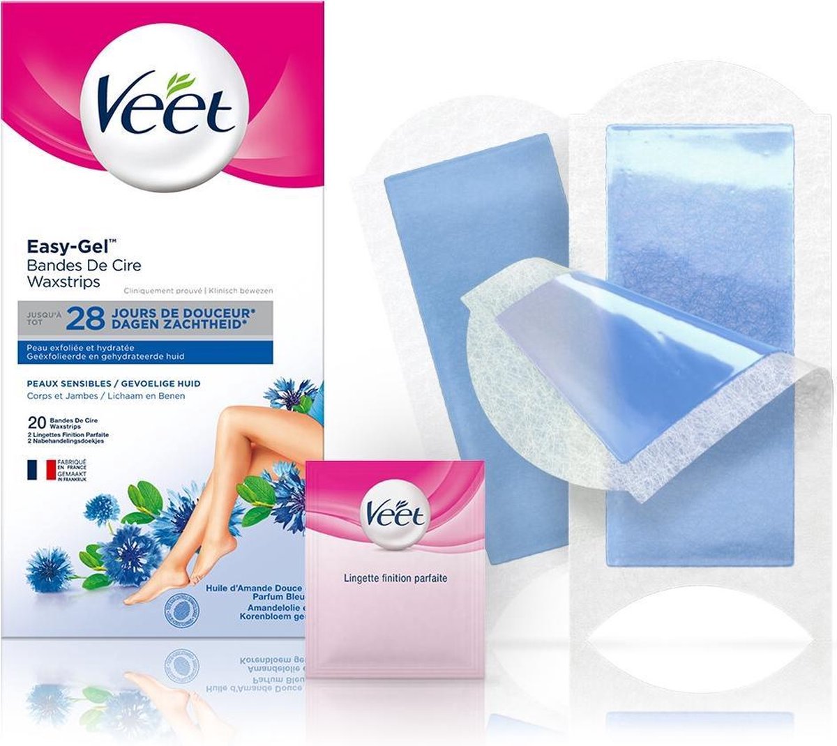 Veet 20stuks Koude Waxstrips Benen En Lichaam Gevoelige Huid