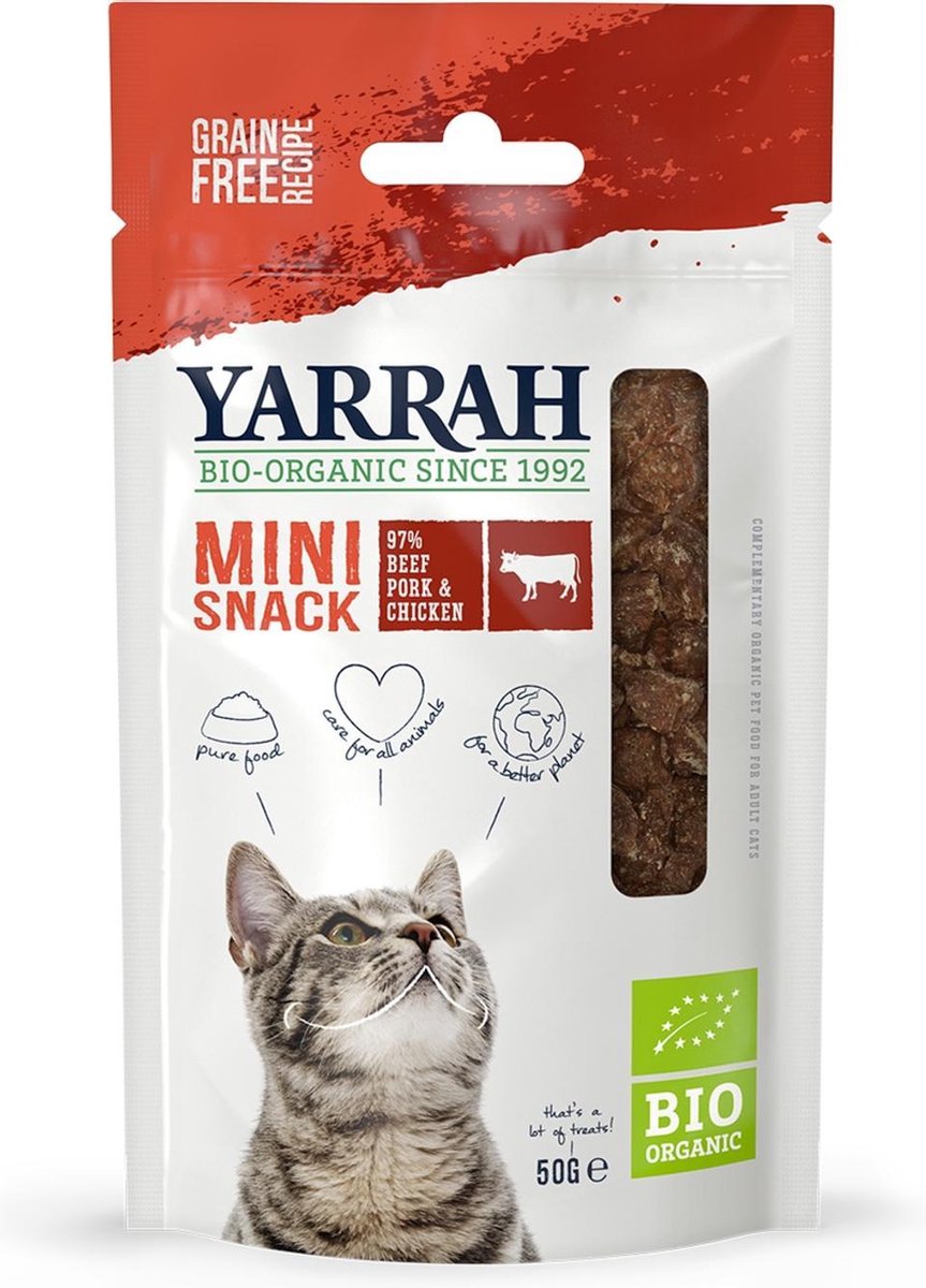 Yarrah Bio Kat Mini Snacks - Kattensnack - Rund 50 g