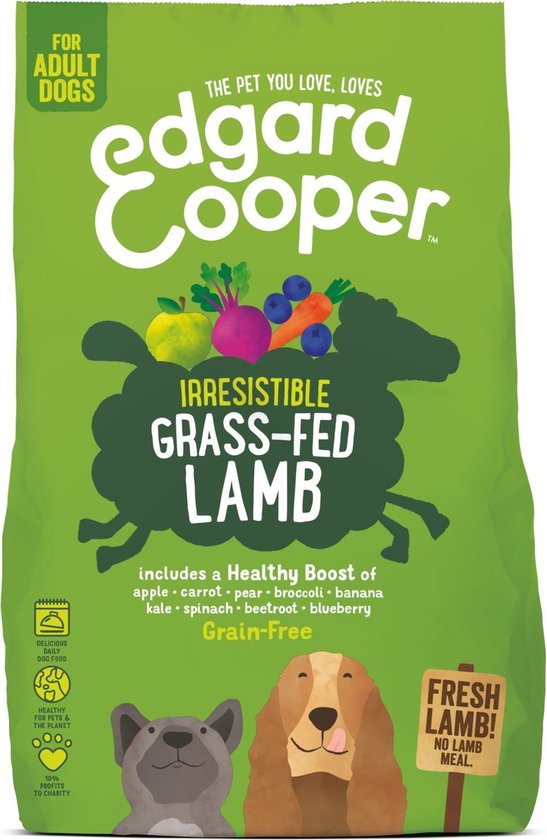 Edgard&Cooper Irresistible Grass-Fed Lamb Adult Lam&Appel&Wortel - Hondenvoer - 700 g - Groen