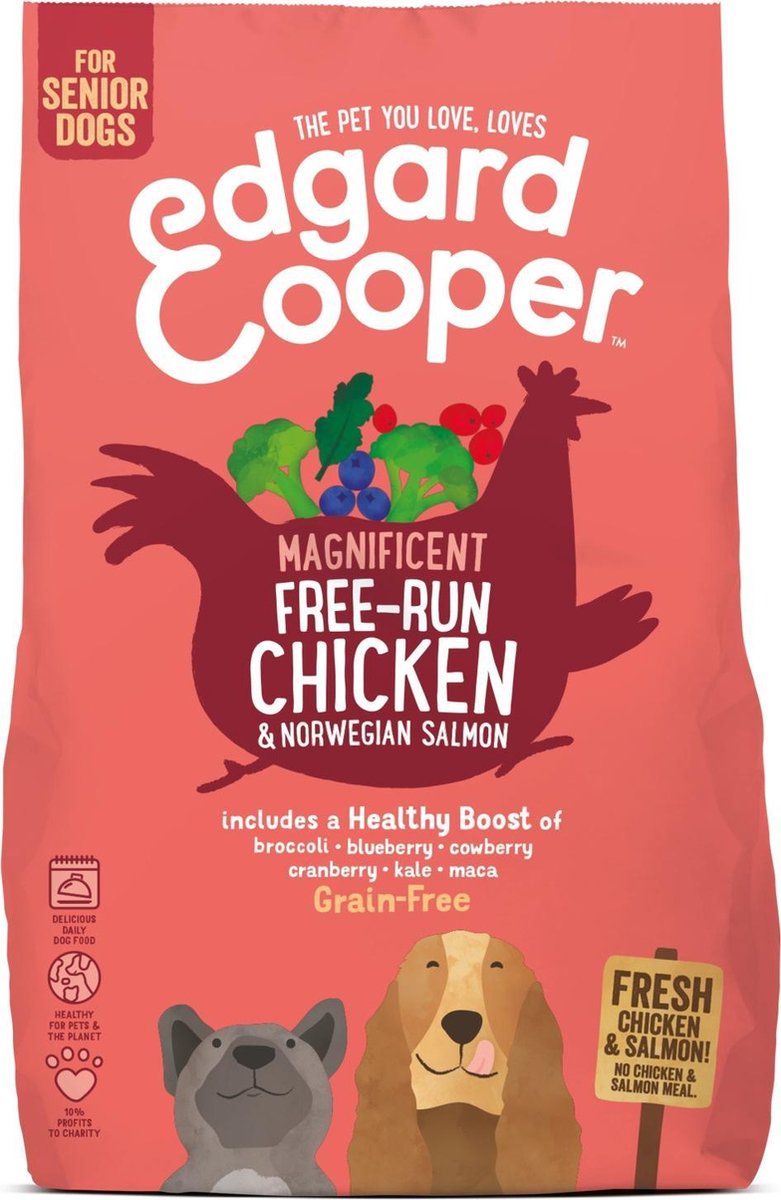 Edgard&Cooper Free-Run Chicken Senior Kip&Zalm&Broccoli - Hondenvoer - 700 g Graanvrij