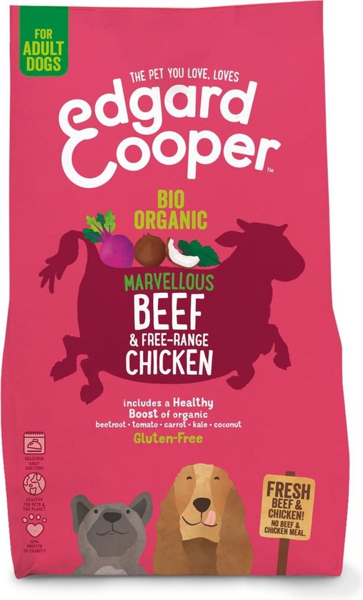 Edgard&Cooper Bio Organic Beef Adult Rund&Kip&Rode Biet - Hondenvoer - 2.5 kg Biologisch