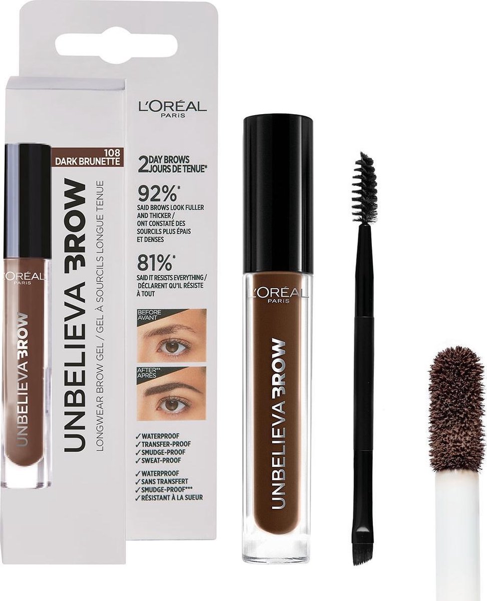 L'Oreal Paris L´Oréal Paris 108 Dark Brunette Unbelieva'Brow Wenkbrauwgel 7ml - Marrón