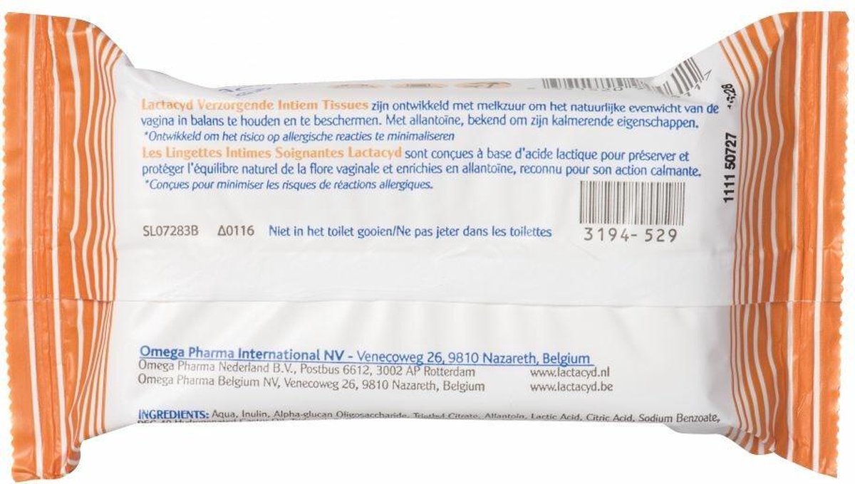 Lactacyd Verzorgende Tissues Intieme Zone Verfrissingsdoekjes