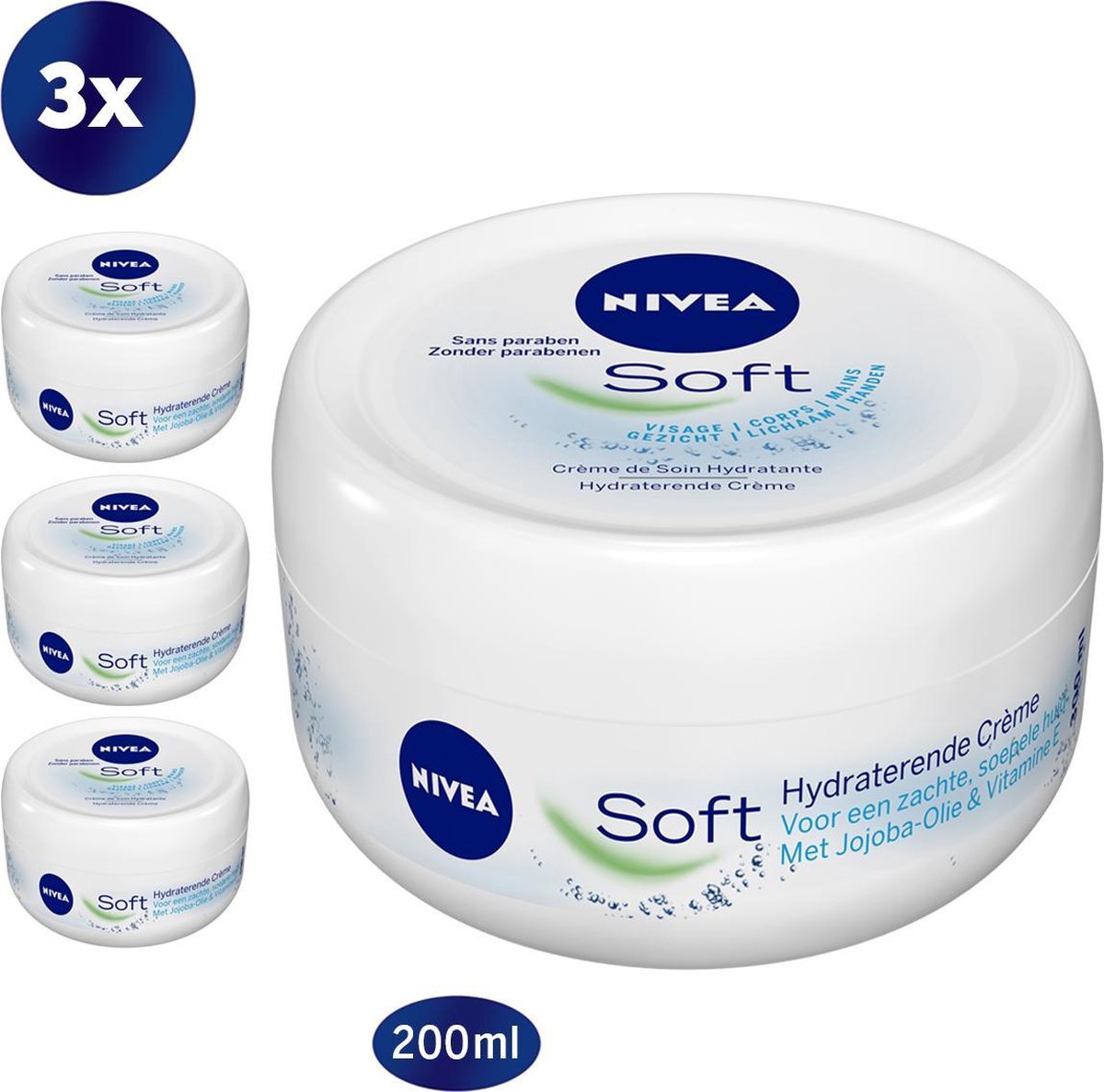 Nivea Soft Pot Voordeelverpakking 3x200ml