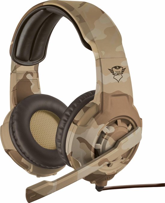 Trust GXT 310 Radius - On-ear Gaming Headset (PC + PS4 + PS5 + Xbox Series X + Xbox One) / Desert Camouflage - Marrón