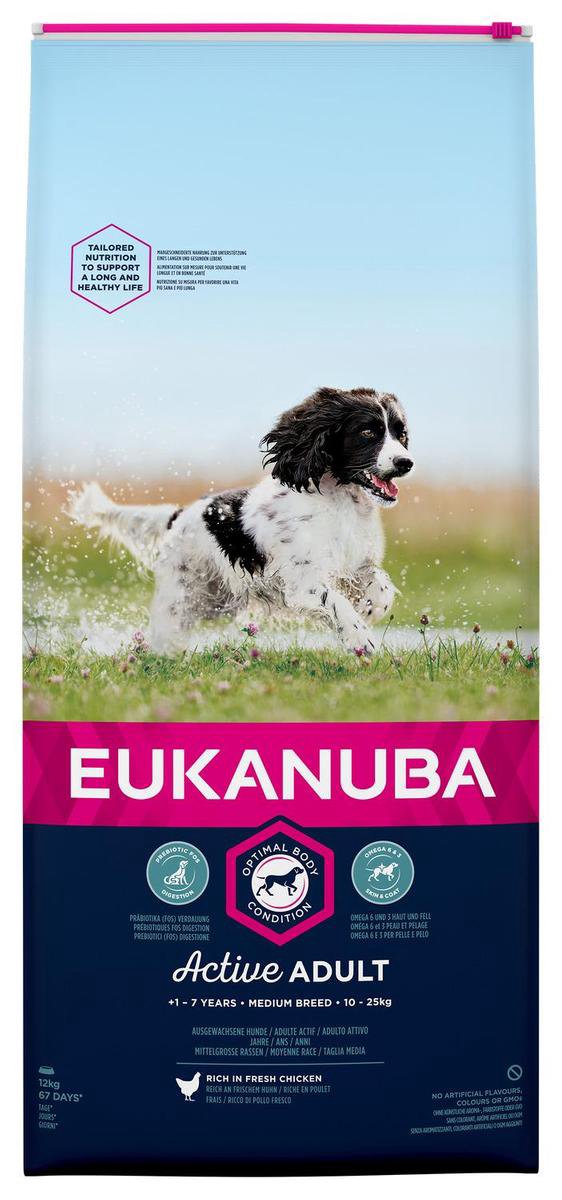 Eukanuba Active Adult Medium Breed Kip - Hondenvoer - 12 kg