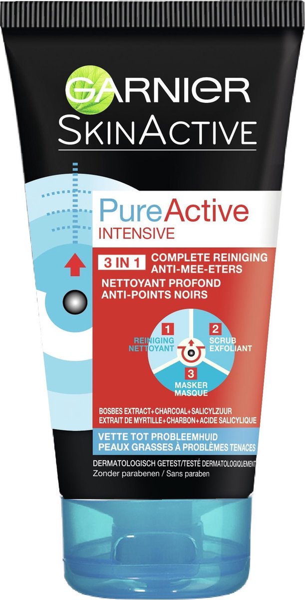 Garnier Skin Act Pure Active Charcoal 3in1 Control Reiniging 150ml