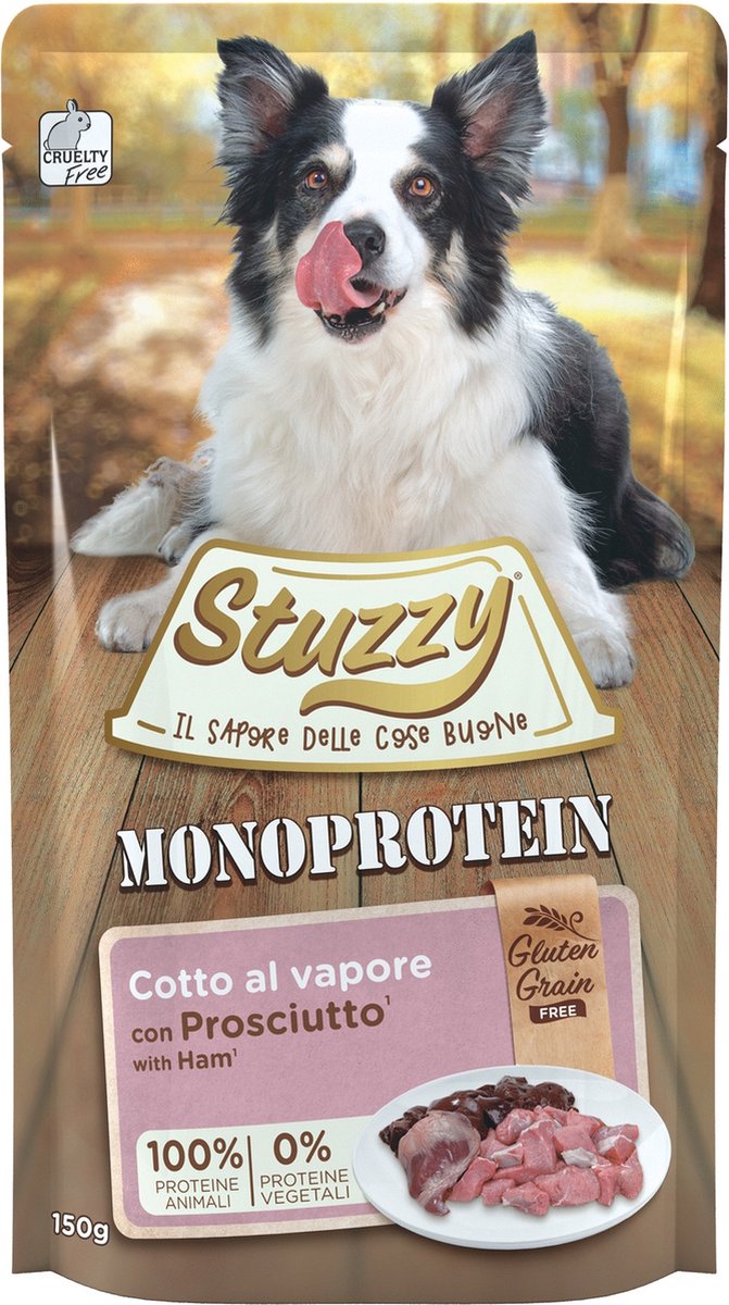 Stuzzy Dog Grain Free Monoprotein Pouch 150 g - Hondenvoer - Ham
