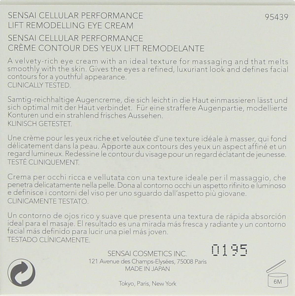 Sensai Lift Remodelling Eye Cream Oogverzorging 15ml