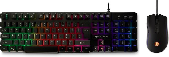 Silvergear Gaming Toetsenbord en Gaming Muis - QWERTY - DPI 800-6400 - RBG LED Verlichting - Bedraad - Zwart