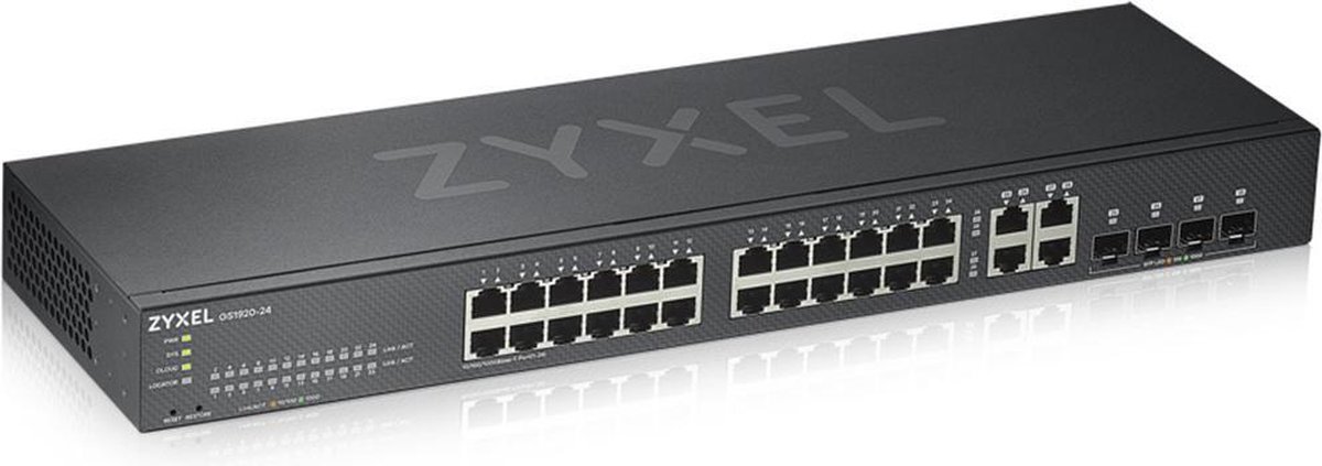 Zyxel GS1920-24v2 - 24-Poorten Gigabit Ethernet Smart Managed Switch - Fanless Design met 4 Gigabit Combo Ports en Hybrid Cloud mode