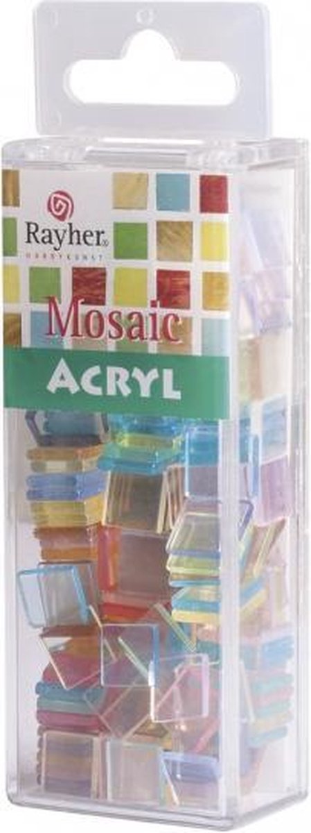 Rayher Hobby Acryl mozaiek steentjes pastel kleuren 205x stuks van 1 x 1 cm - hobby artikelen - mozaieken maken
