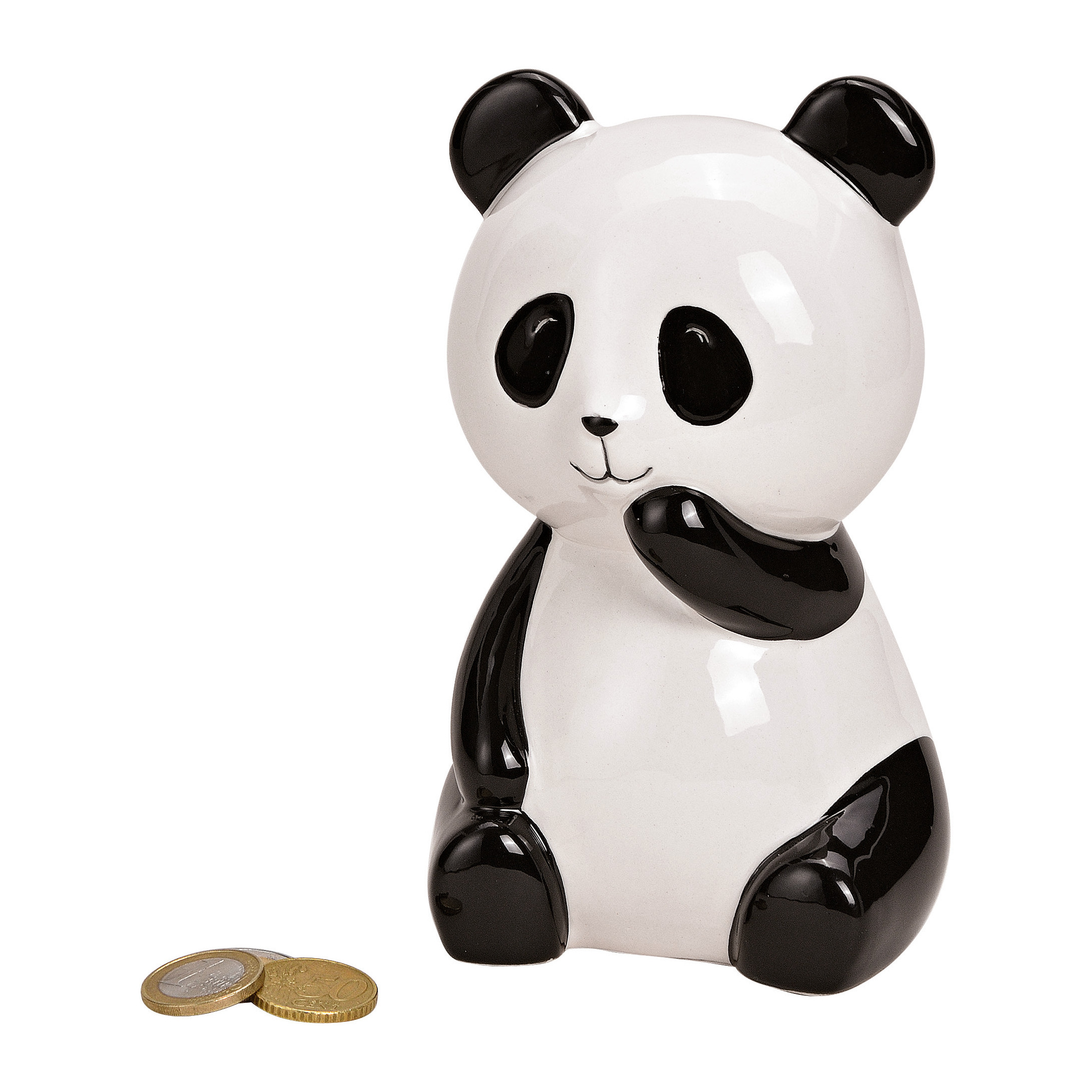Dieren spaarpot zwarte/witte panda 15 x 10 x 10 cm - Pandas dieren cadeau spaarpotten - Geld sparen - Leren omgaan met geld