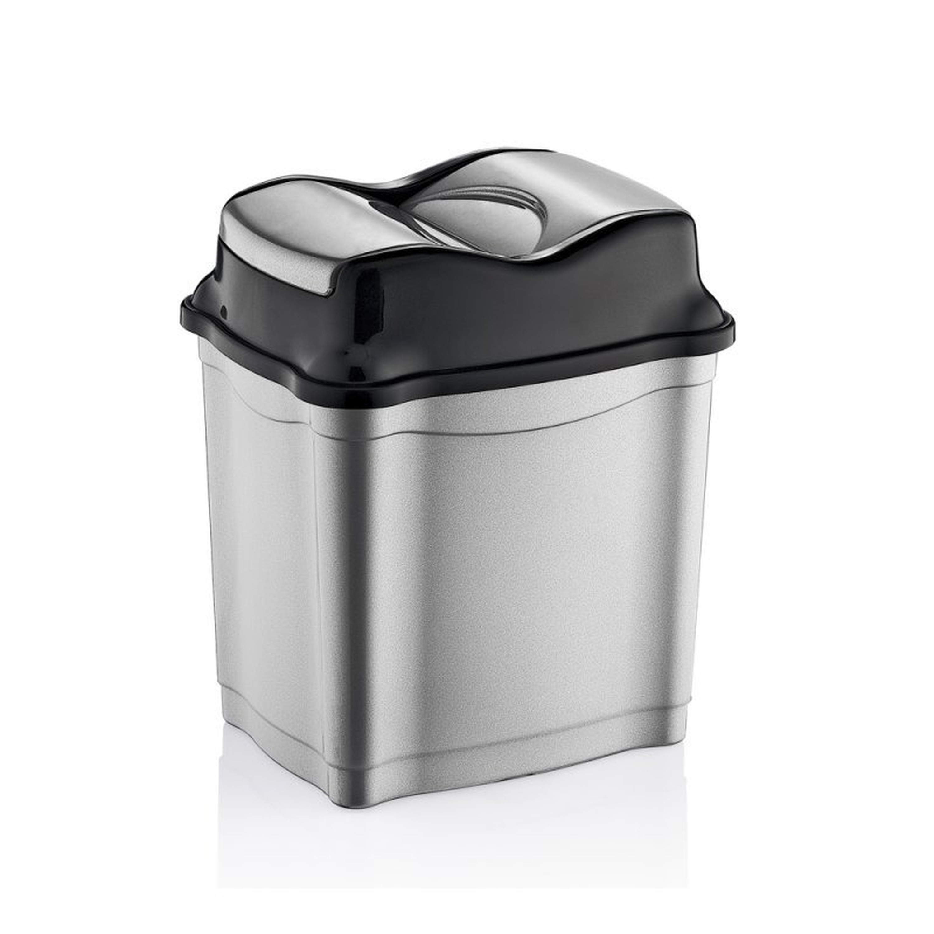Zilver/zwarte vuilnisbak/vuilnisemmer kunststof 28 liter - Vuilnisemmers/vuilnisbakken/prullenbakken - Kantoor/keuken prullenbakken