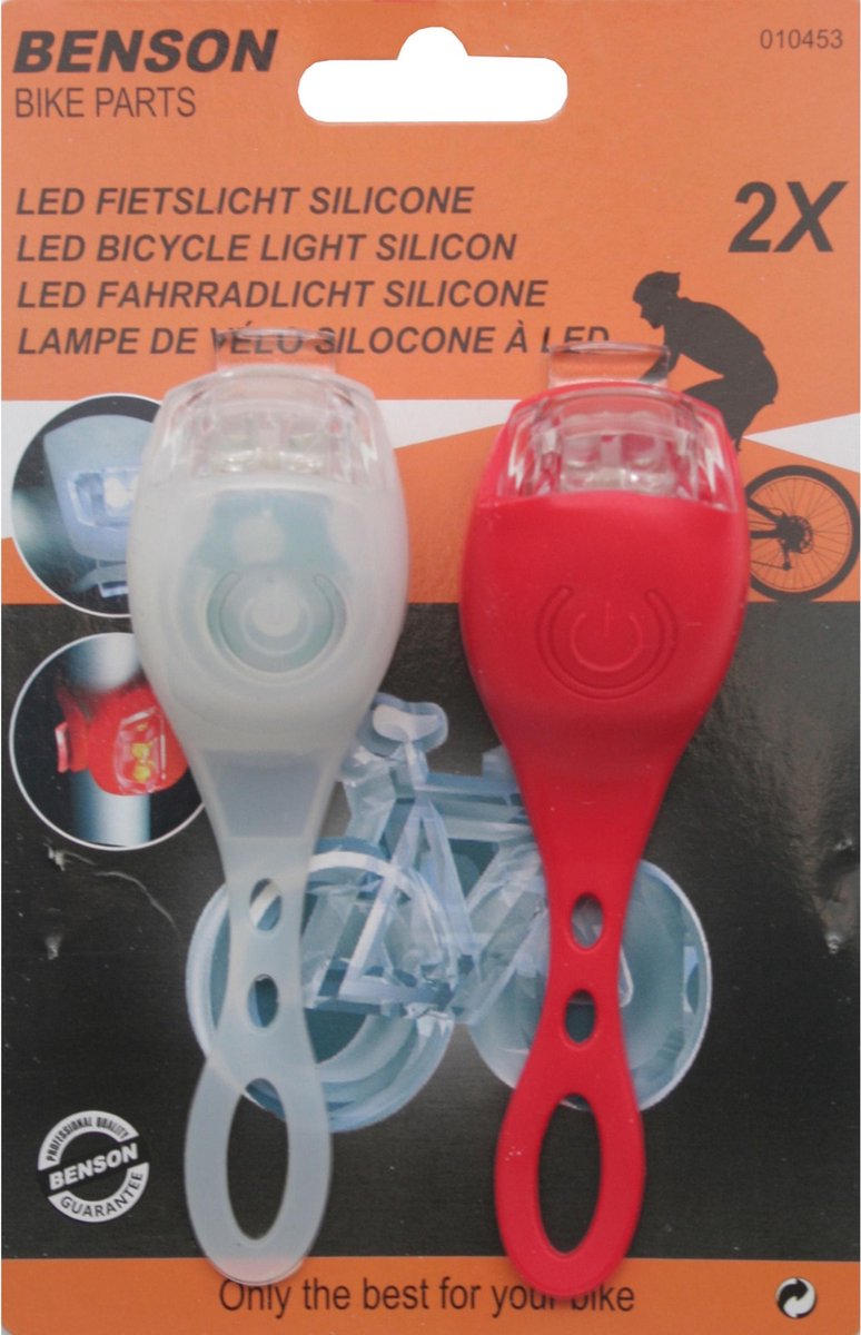 Ben Tools 1x LED fietsverlichting/lampen set siliconen voor en achter - Fiets verlichting en accessoires