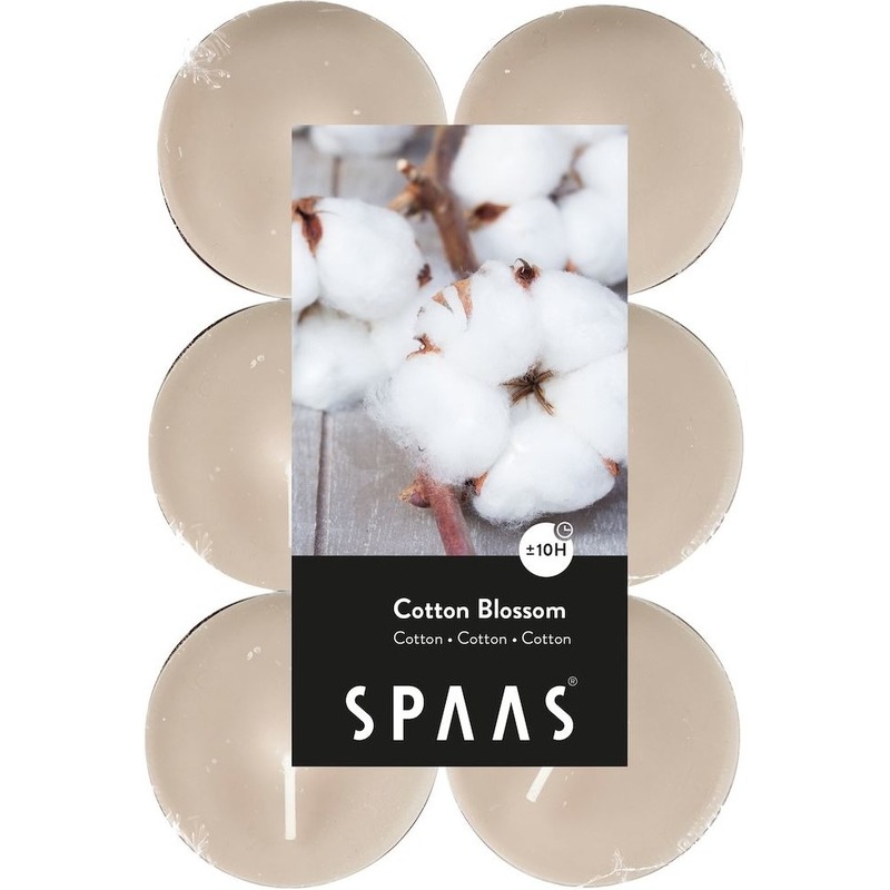 Spaas 12x Maxi geurtheelichtjes Cotton Blossom 10 branduren - Geurkaarsen katoen/bloesem geur - Grote waxinelichtjes - Rood