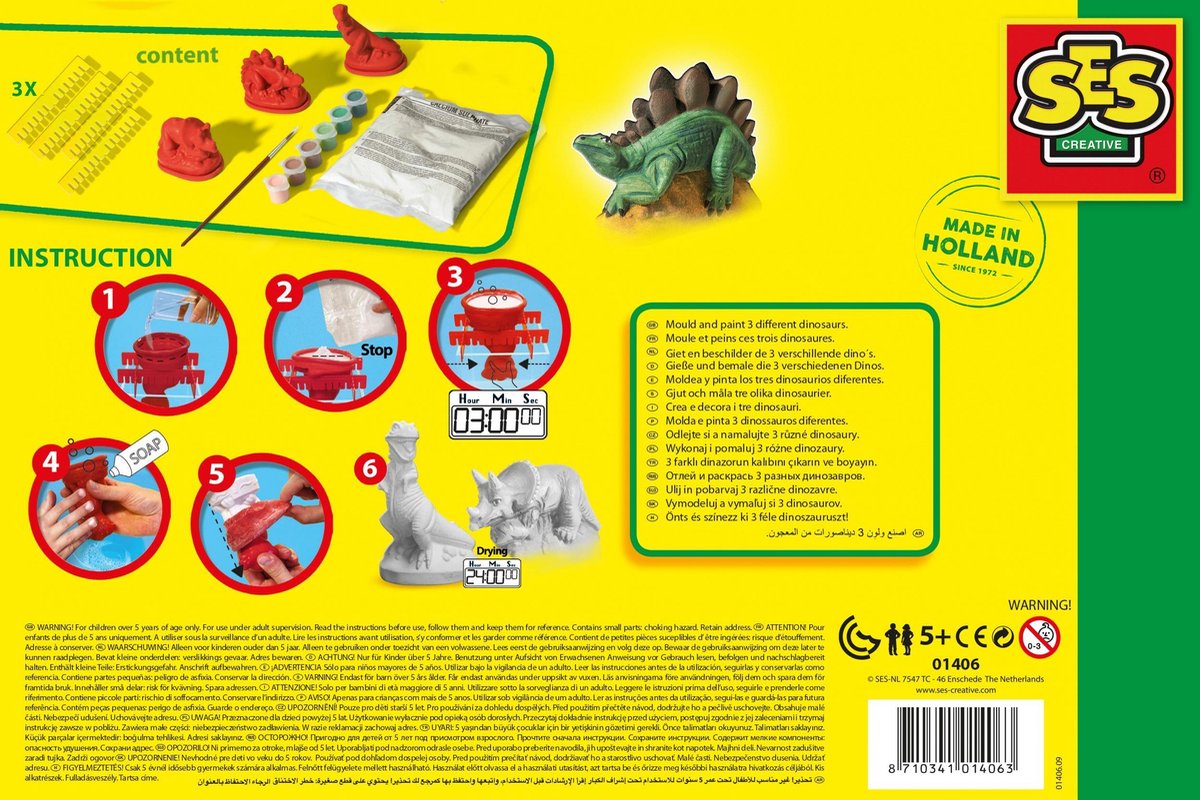 Ses gips gieten en schilderen dino's