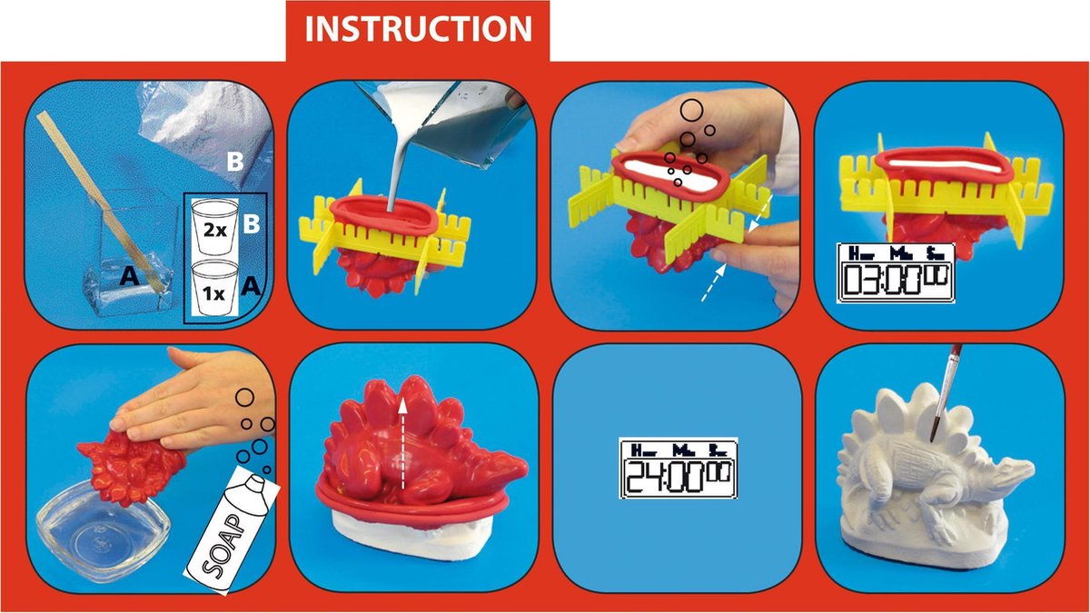 Ses gips gieten en schilderen dino's
