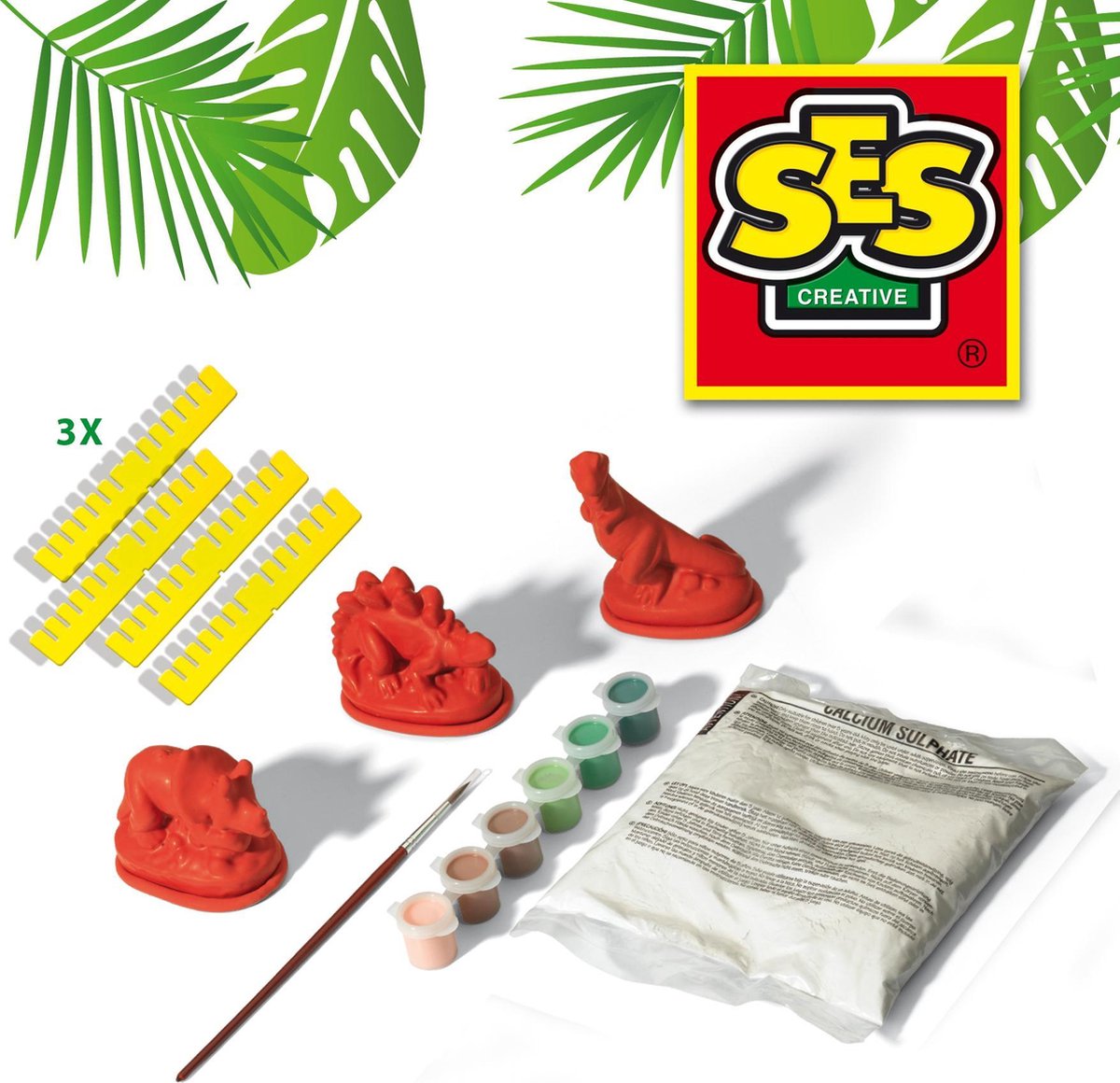 Ses gips gieten en schilderen dino's