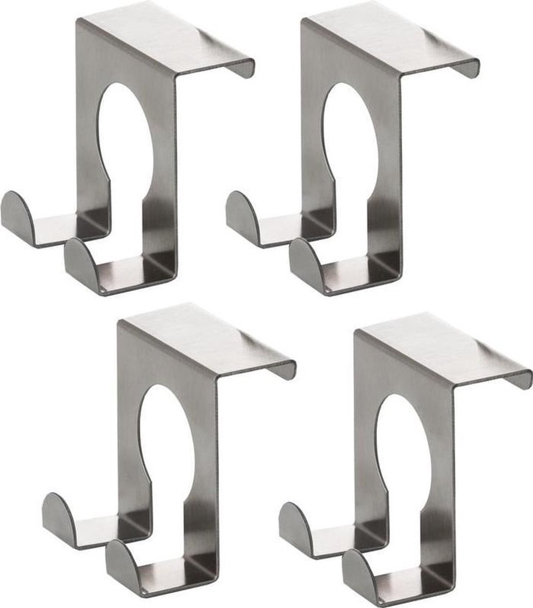 4x RVS deurhaken 5 cm - Huishouden deurhaken van RVS 4 stuks - Ophanghaakjes - Silver