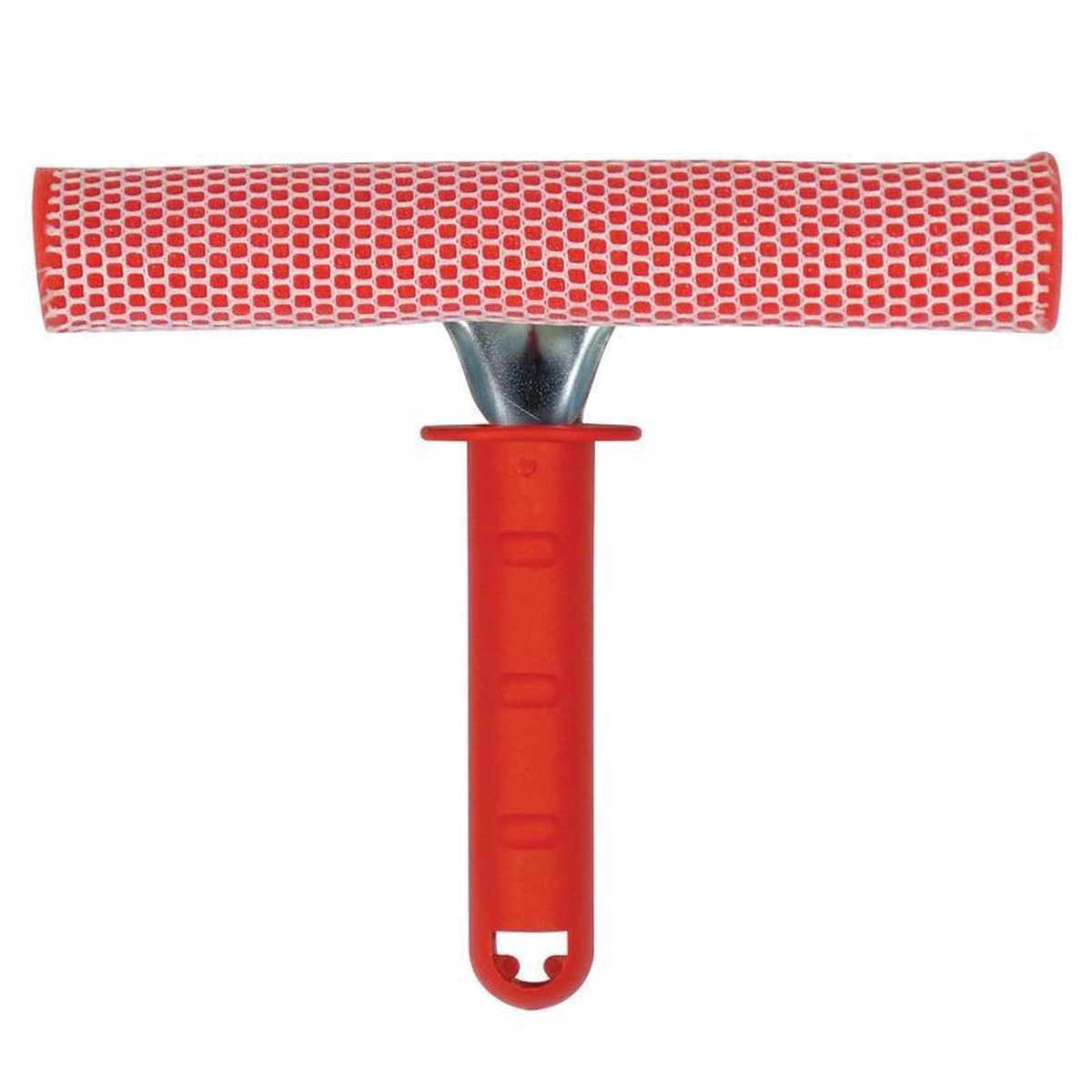 Raamwisser / raamtrekker met plastic handvat 19 cm - Raamtrekkers / ramenlapper - Spons en trekker - Auto/huis schoonmaak accessoire - Rood