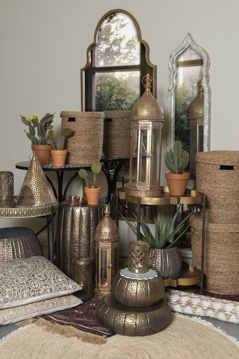 Clayre & Eef Plantentafeltje - Ø 37*12 cm - bruin - ijzer - rond - - 6Y4227 - Goud