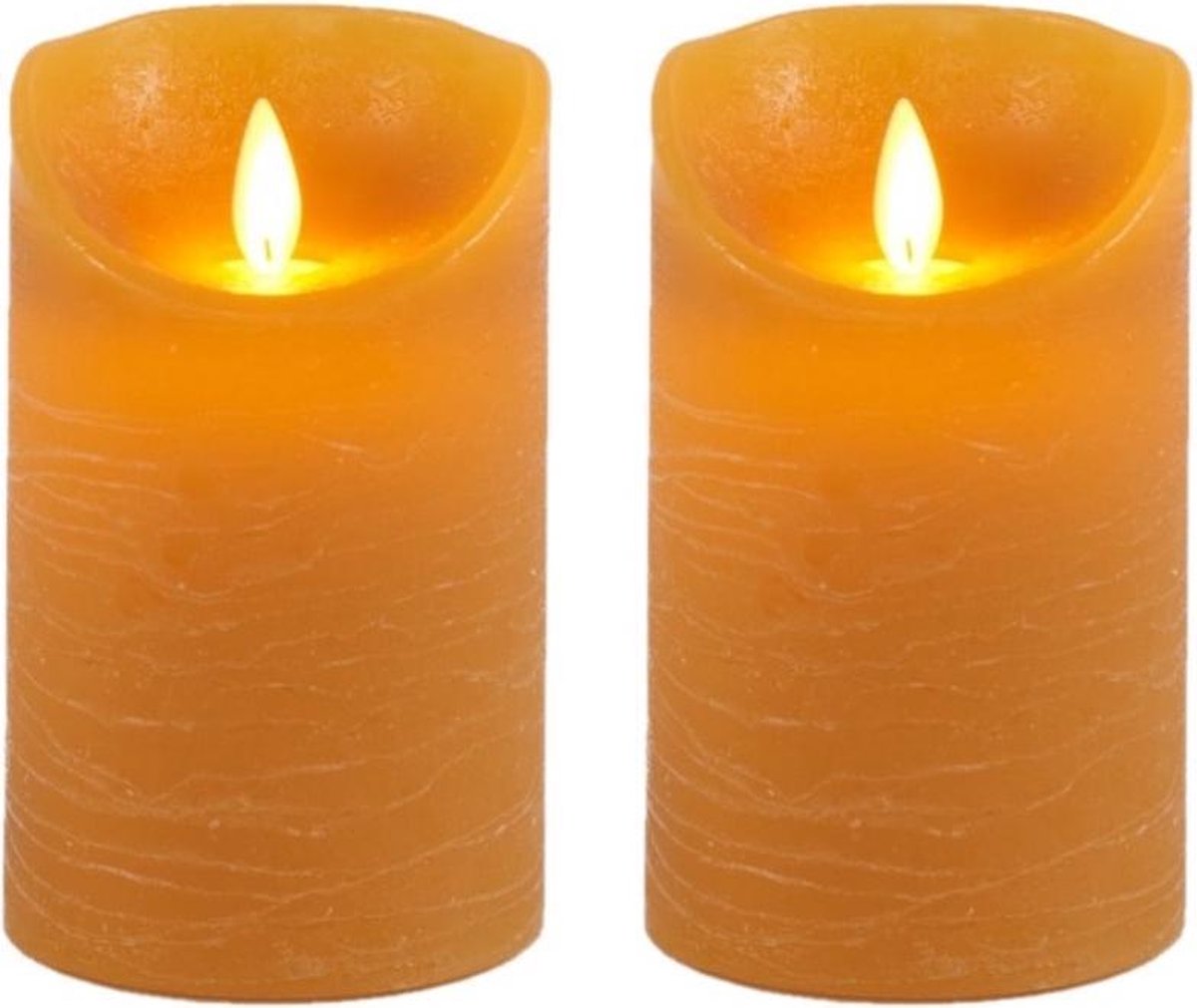 Anna's Collection 2x Oker gele LED kaarsen / stompkaarsen 12,5 cm - Luxe kaarsen op batterijen met bewegende vlam - Geel