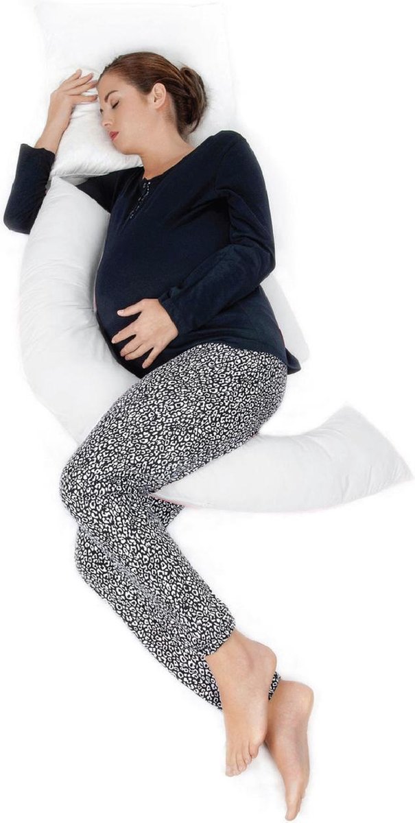 Babyjem - Zwangerschapskussen - Voedingskussen - Lichaamskussen - Zijslaapkussen - Ecru - Wit