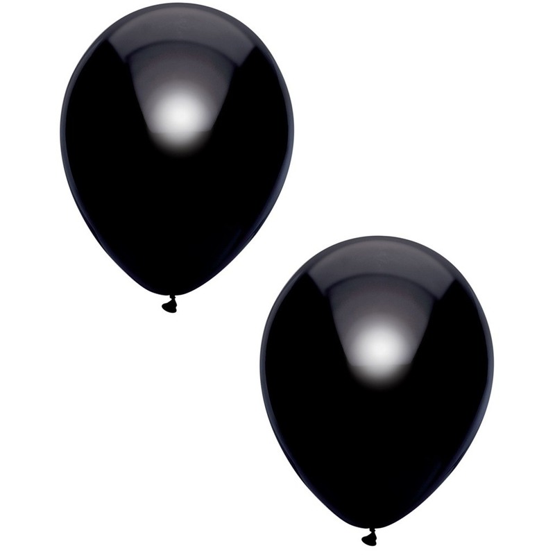 30xe metallic ballonnen 30 cm - Feestversiering/decoratie ballonnen - Zwart
