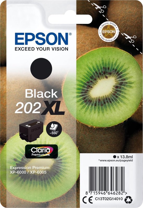 Epson Kiwi Singlepack Black 202XL Claria Premium Ink - Zwart