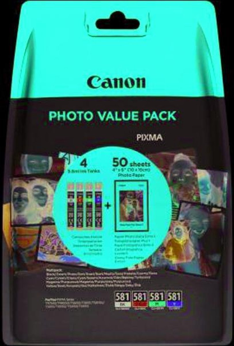 Canon CLI-581 Photo Value Pack + GP-501 Fotopapier - Geel