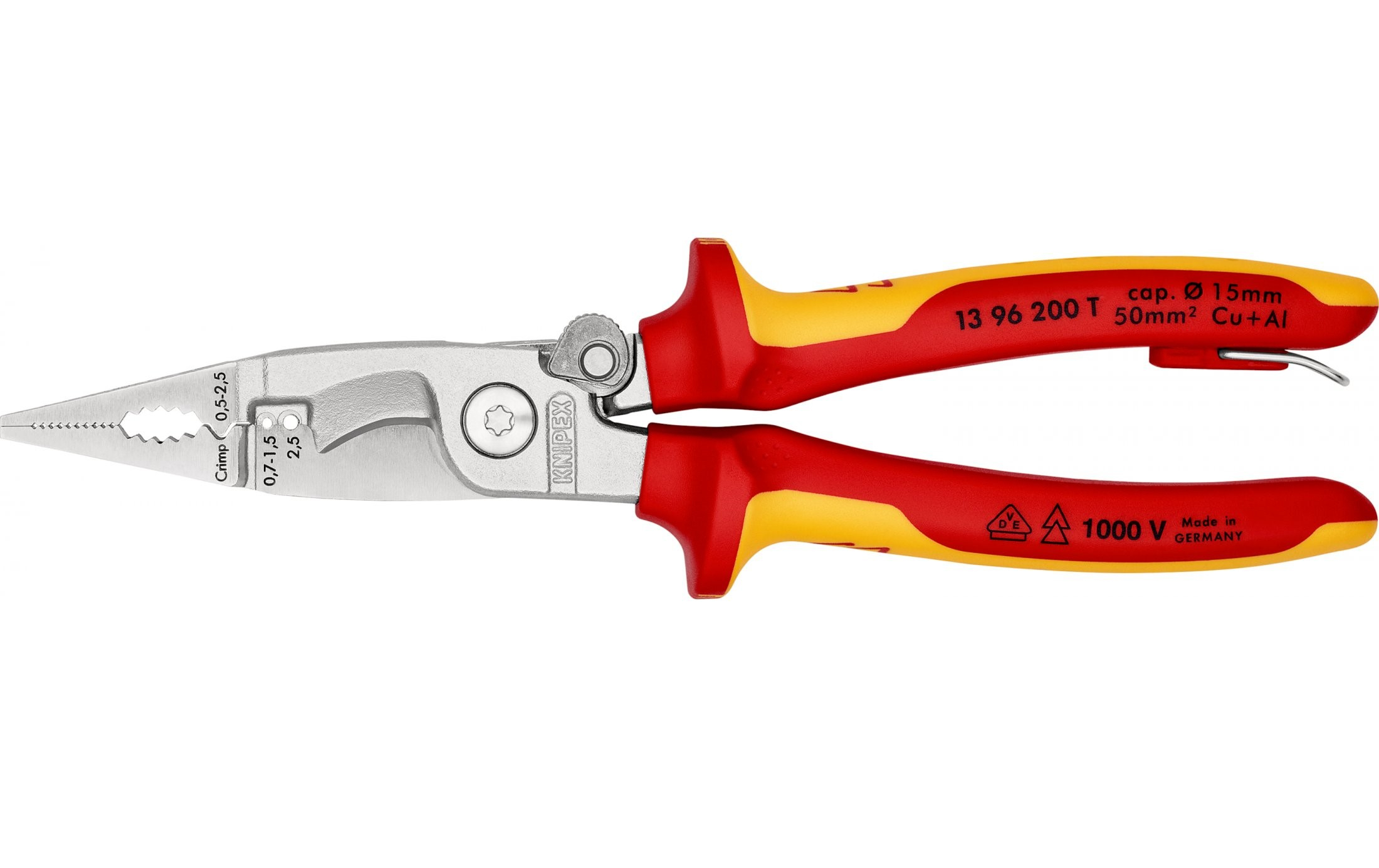 Knipex Elektro-Installatietang VDE Gestest met bevestigingshaak - 1396200T