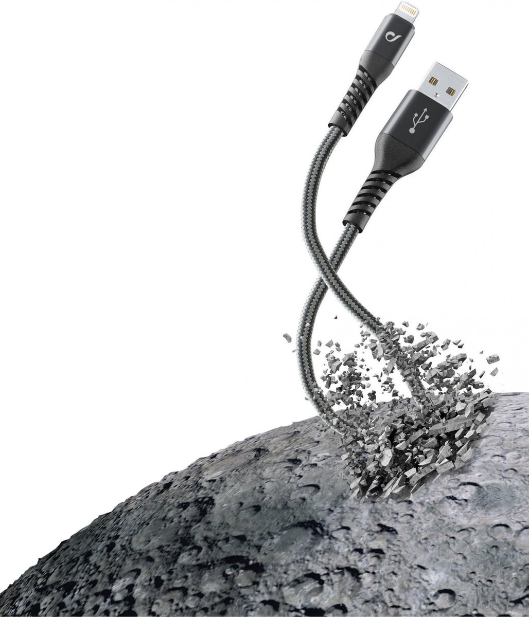 Cellularline USB-kabel Kevlar Apple Lightning 2 m - Zwart
