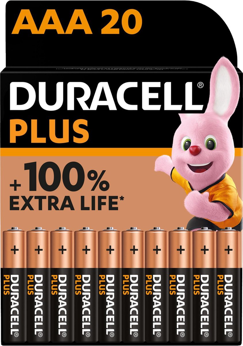 Duracell Alkaline Plus AAA-batterijen 20 Stuks