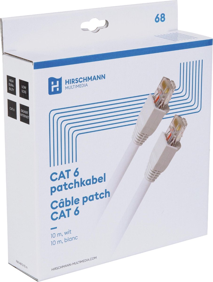 Hirschmann INKAB 10 Patchkabel Cat6 10 Meter - Wit