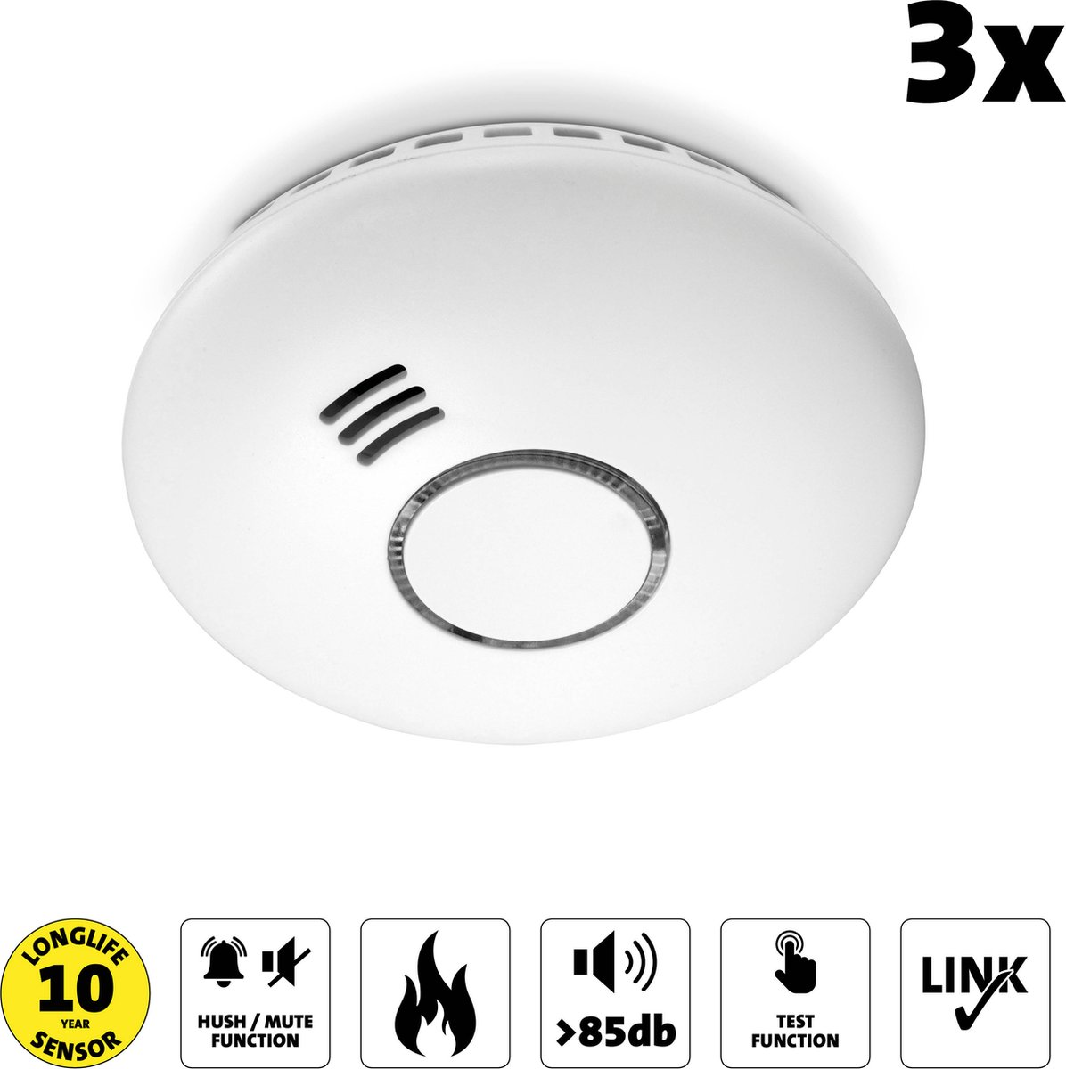 Alecto SA-43 (1 jaar) 3-Pack - Wit
