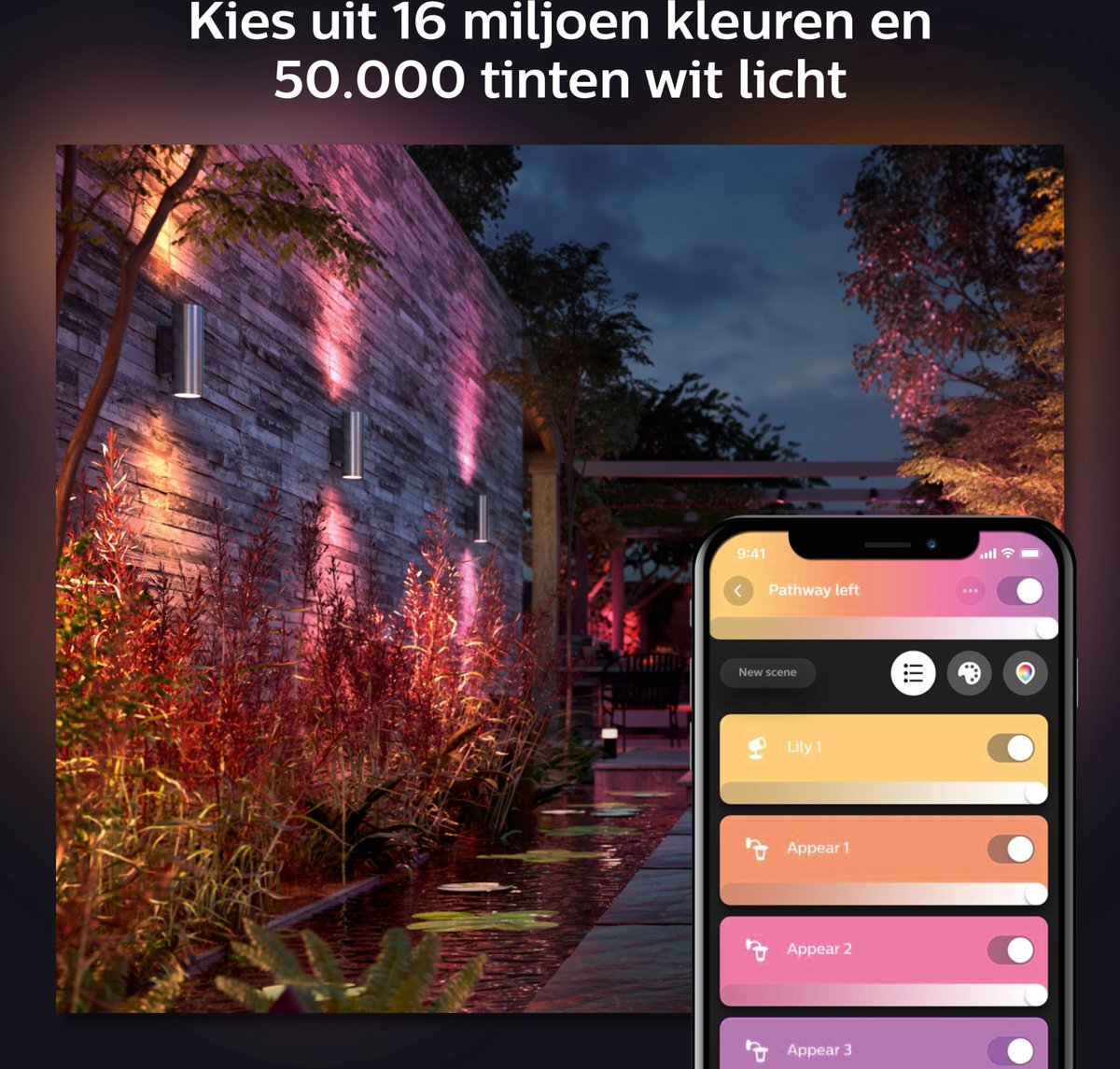 Philips Appear muurlamp White & Color - RVS - Silver