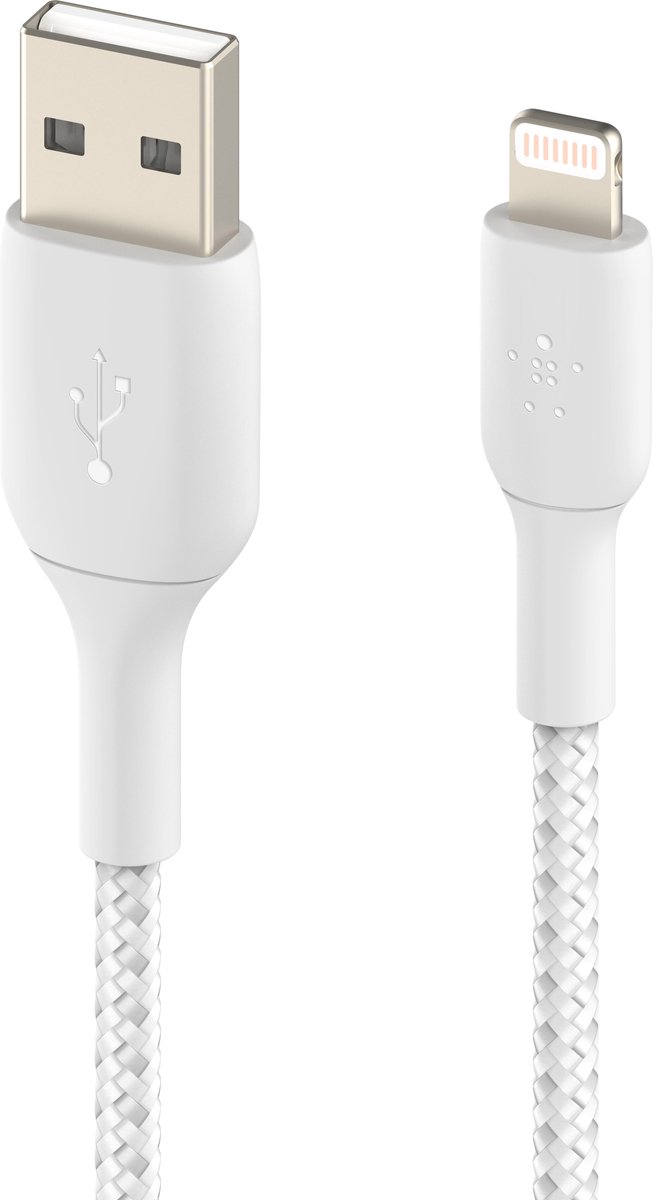 Belkin Braided USB-A-naar-Lightning 3 Meter - Wit
