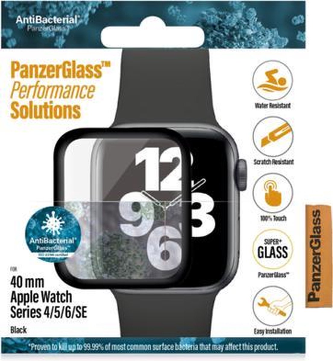 PanzerGlass voor Apple Watch Series 4/5/6/SE 40 mm - Zwart