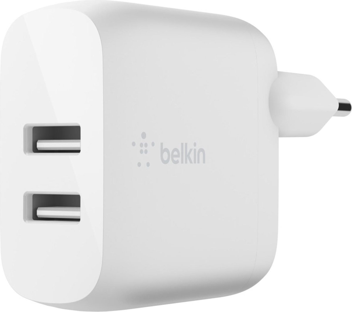 Belkin Dual Wall Charger 24 Watt met PVC USB-A-naar-Lightning-kabel 1 Meter - Wit