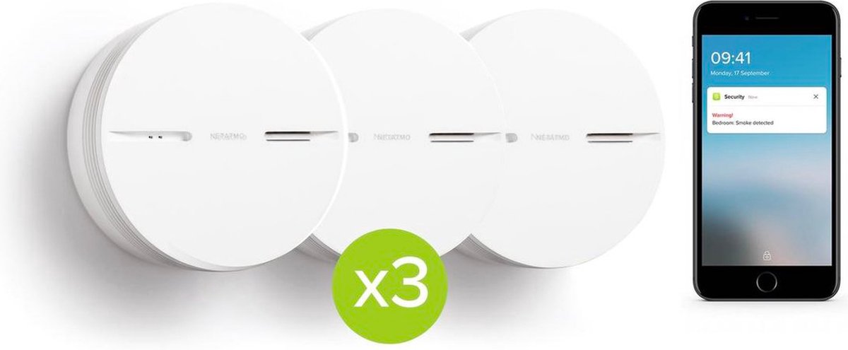 Netatmo Slimme Rookmelder (10 jaar) 3-Pack