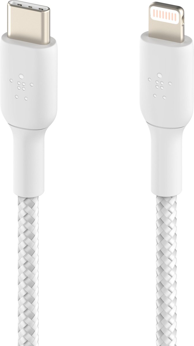 Belkin Usb C naar Lightning Kabel 1m Nylon - Wit