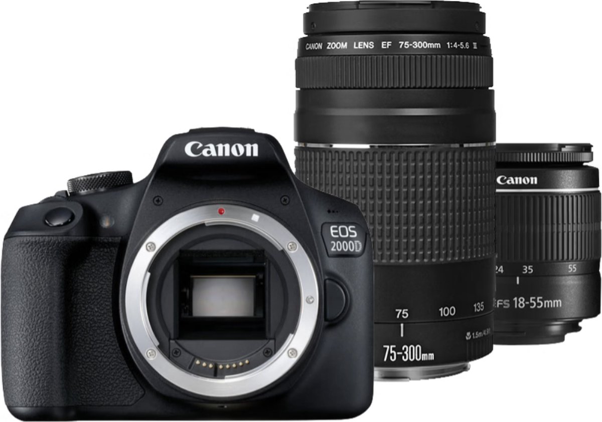 Canon EOS 2000D + EF-S 18-55mm f/3.5-5.6 DC III + EF 75-300mm f/4-5.6 DC III