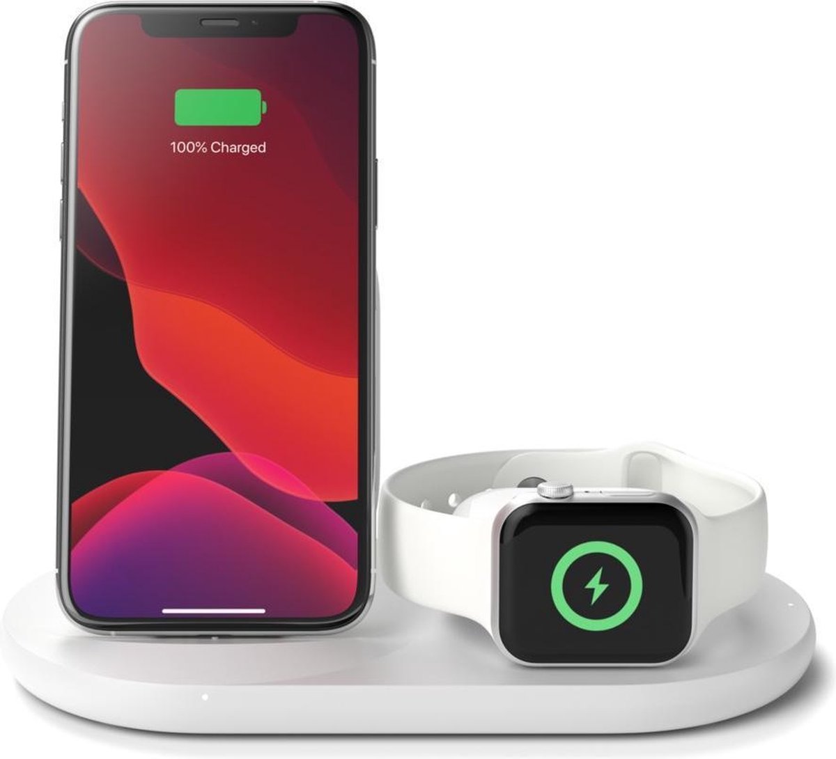 Belkin 3-in-1 Draadloze Oplader 7,5W met Standaard en Apple Watch Oplader - Blanco