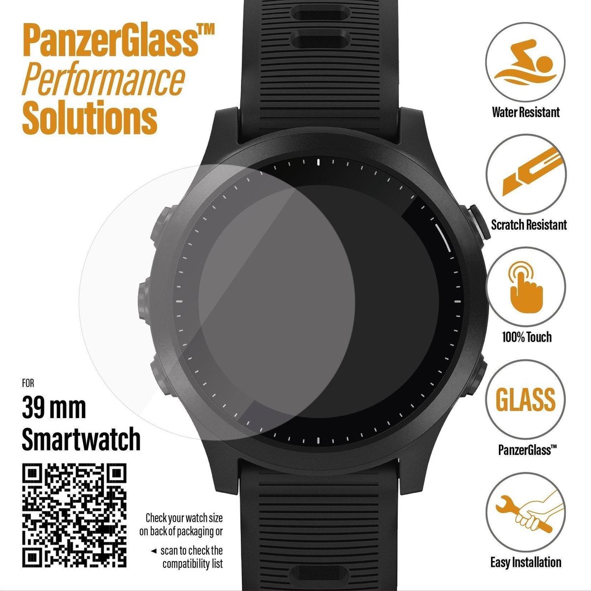 PanzerGlass Universele 39mm Smartwatch Screenprotector Glas