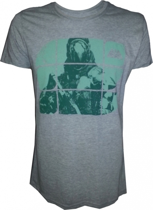 Difuzed Destiny Grey Melange Green Print T-Shirt
