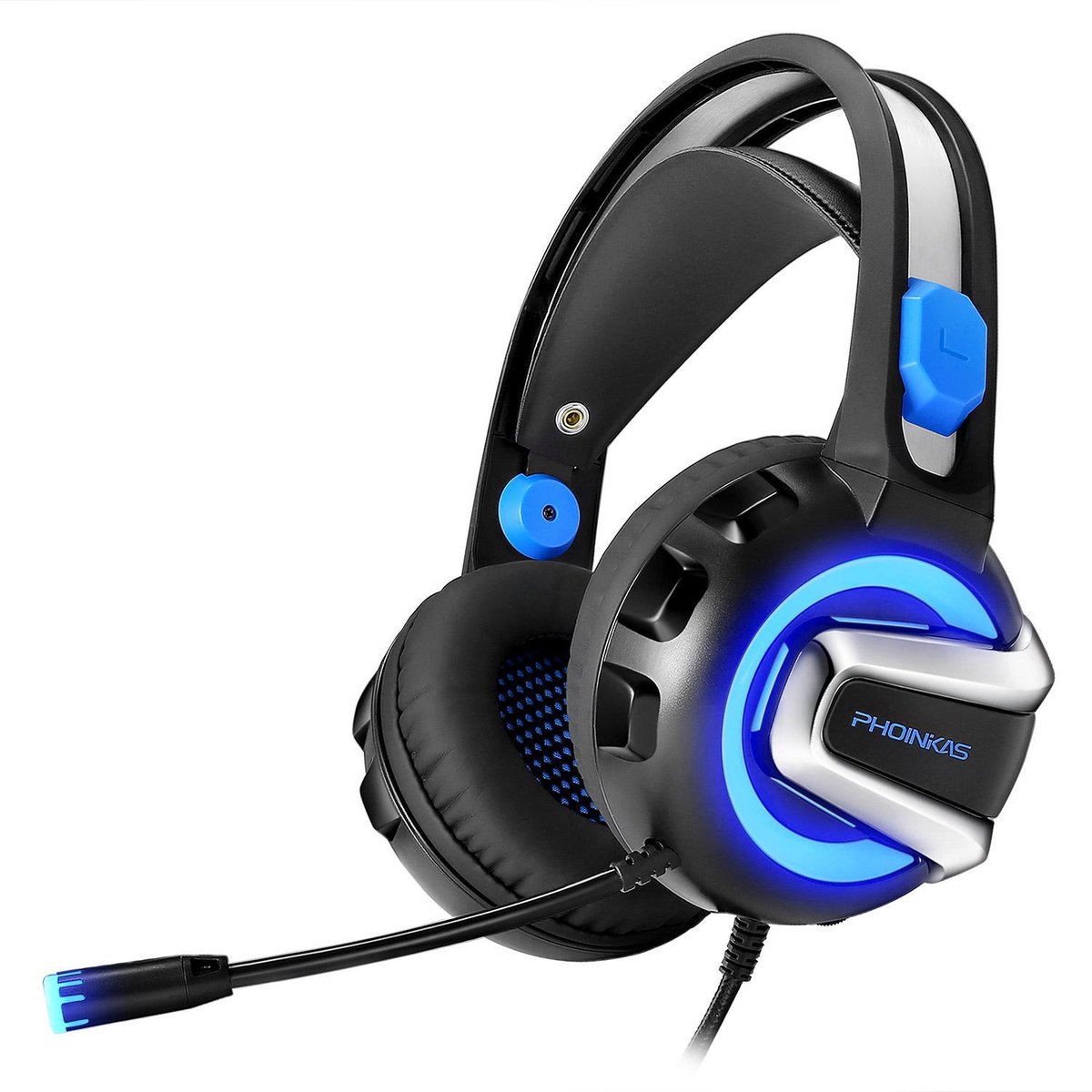 Phoinikas H4 - High-End Pro Gamer Headset met Licht en Variabele Band - Blauw