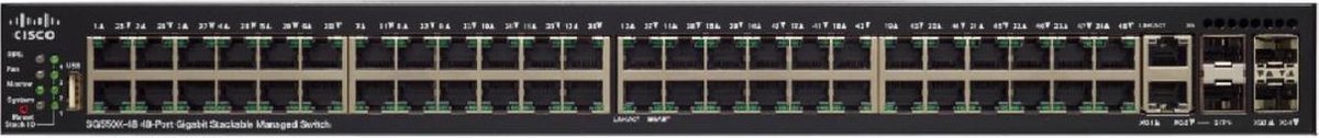 Cisco SG550X-48 Managed L3 Gigabit Ethernet (10/100/1000),Grijs 1U - Negro